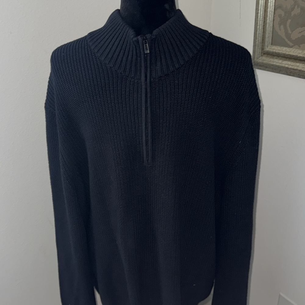 Calvin‎ Klein quarter zip mock neck ribbed cotton men’s sweater Sz XXL